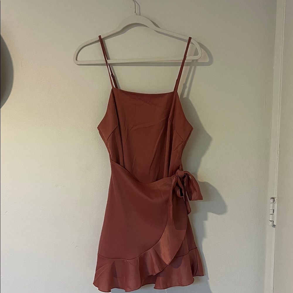 Altar'd State Rust Mini Dress with Wrap Design